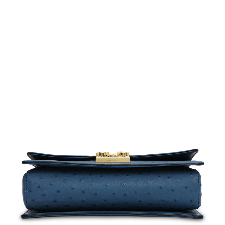Small Ostrich Leather Shoulder Bag - Twilight