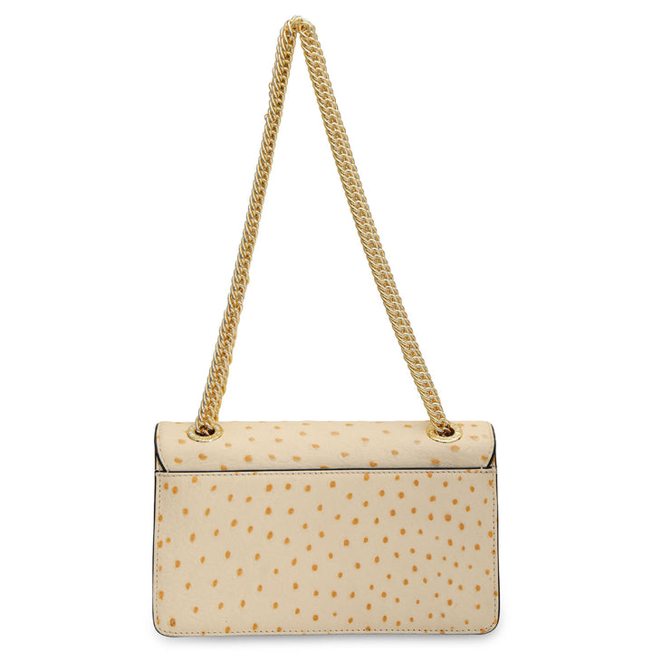 Small Ostrich Leather Shoulder Bag - Vanilla