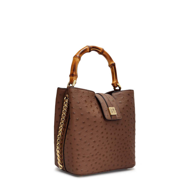 Small Ostrich Leather Satchel - Mocha