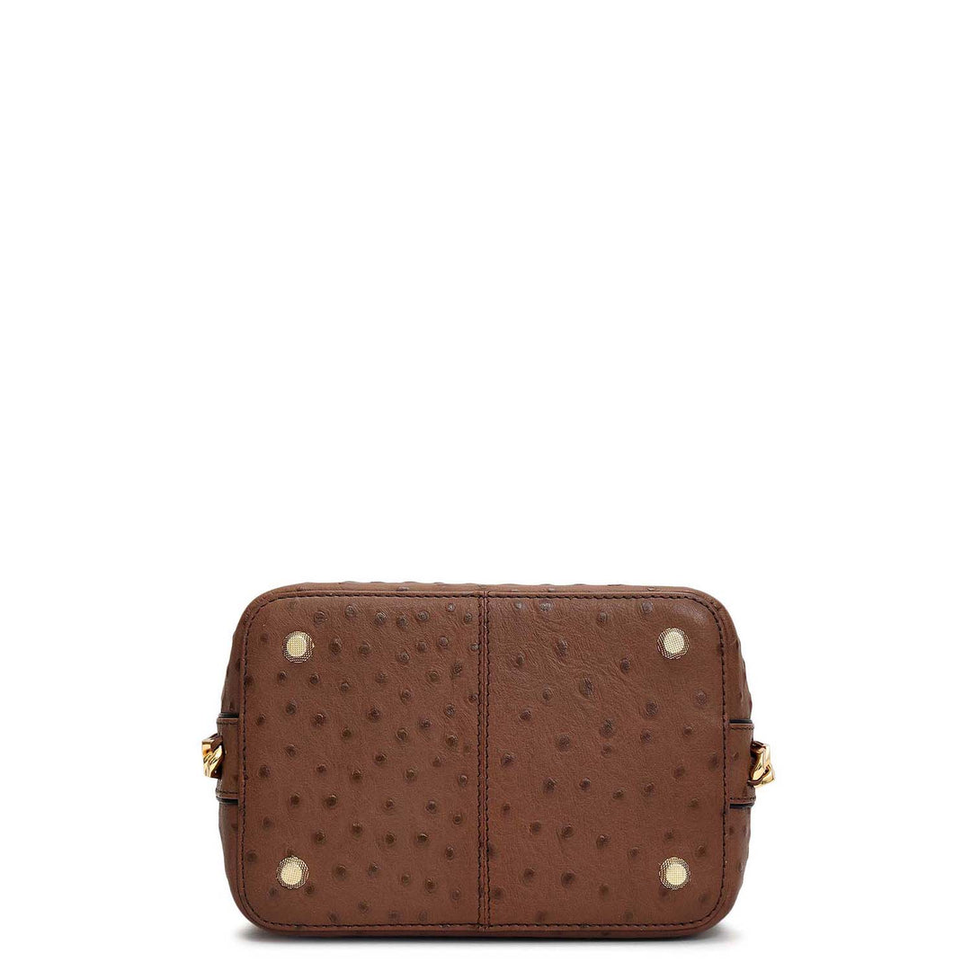 Small Ostrich Leather Satchel - Mocha