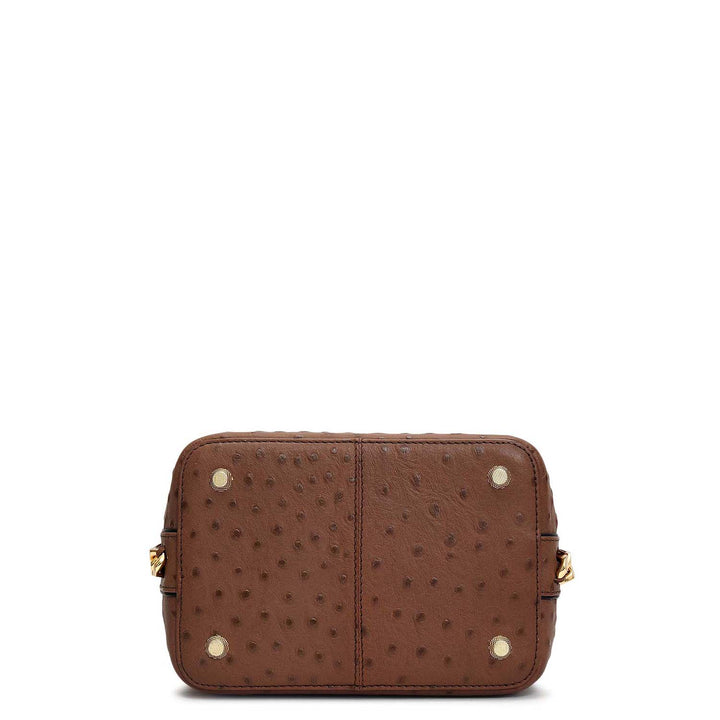 Small Ostrich Leather Satchel - Mocha