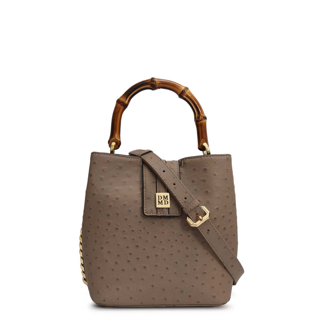 Small Ostrich Leather Satchel - Slate