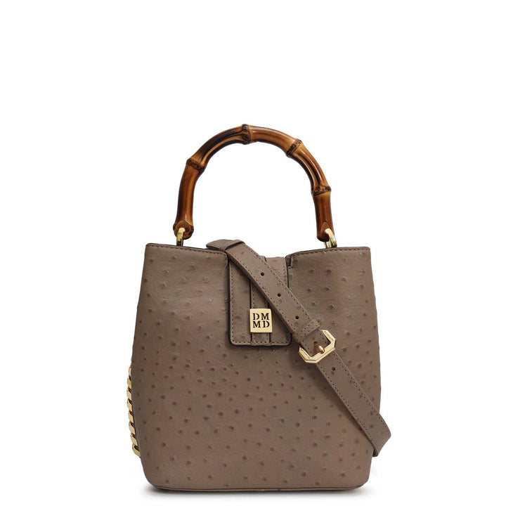 Small Ostrich Leather Satchel - Slate