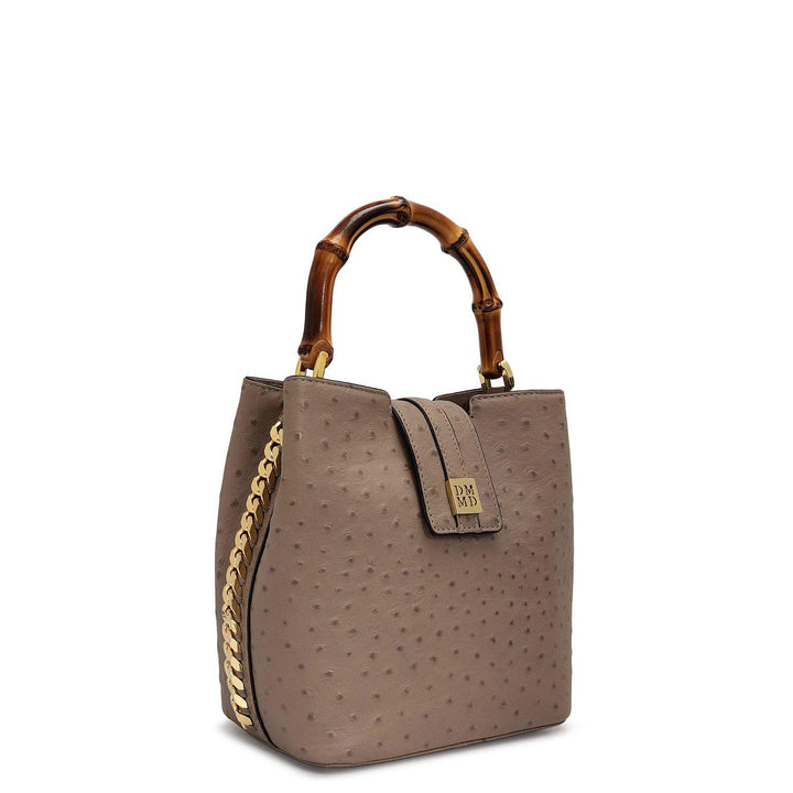 Small Ostrich Leather Satchel - Slate