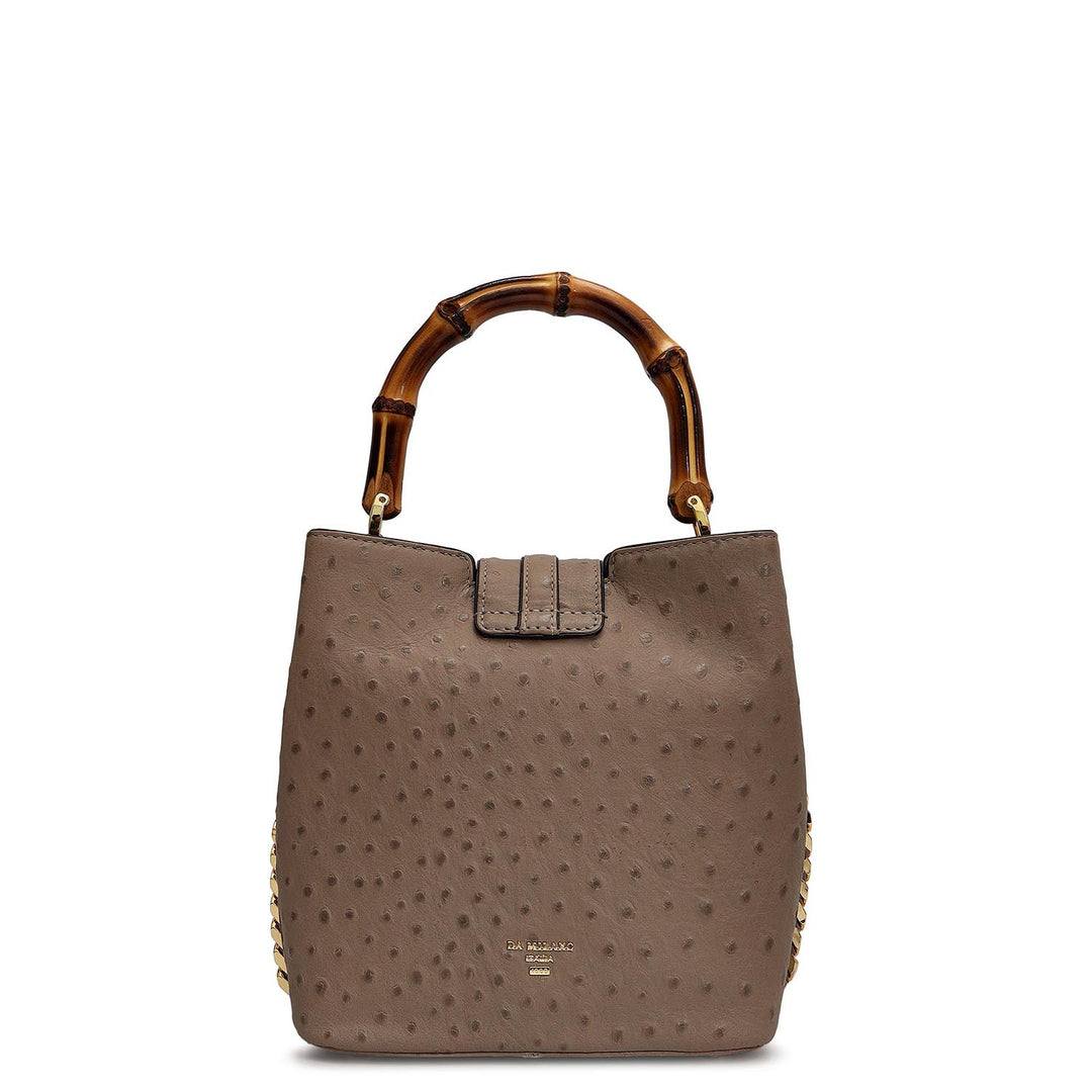 Small Ostrich Leather Satchel - Slate