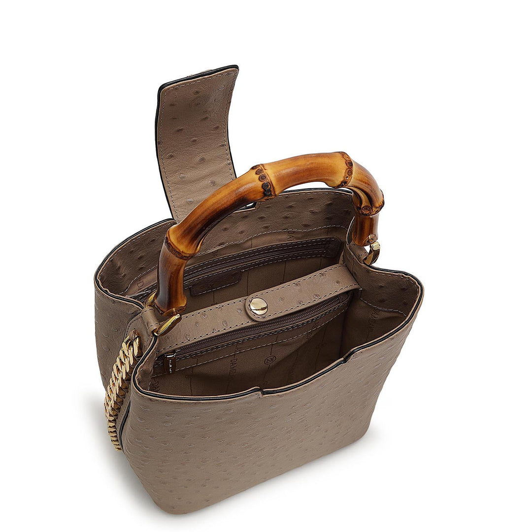 Small Ostrich Leather Satchel - Slate