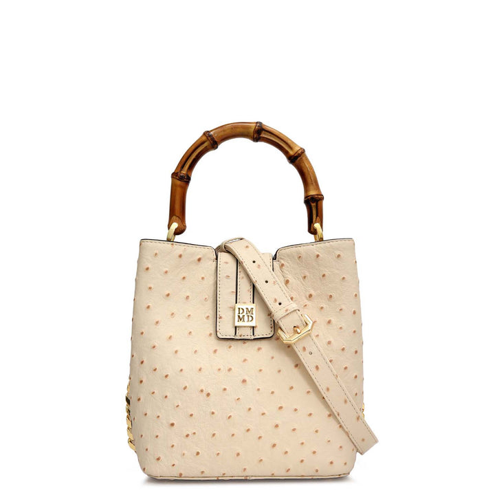 Small Ostrich Leather Satchel - Vanilla