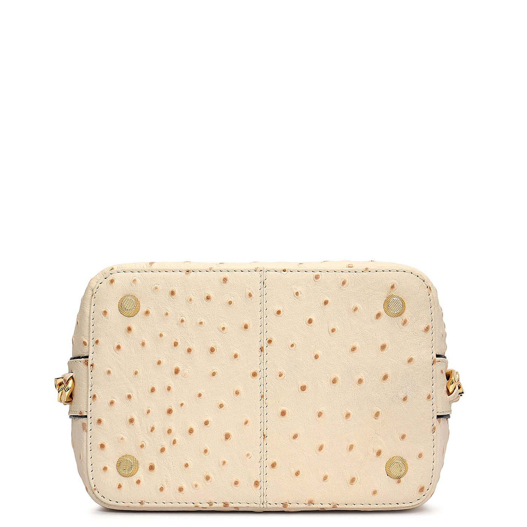 Small Ostrich Leather Satchel - Vanilla