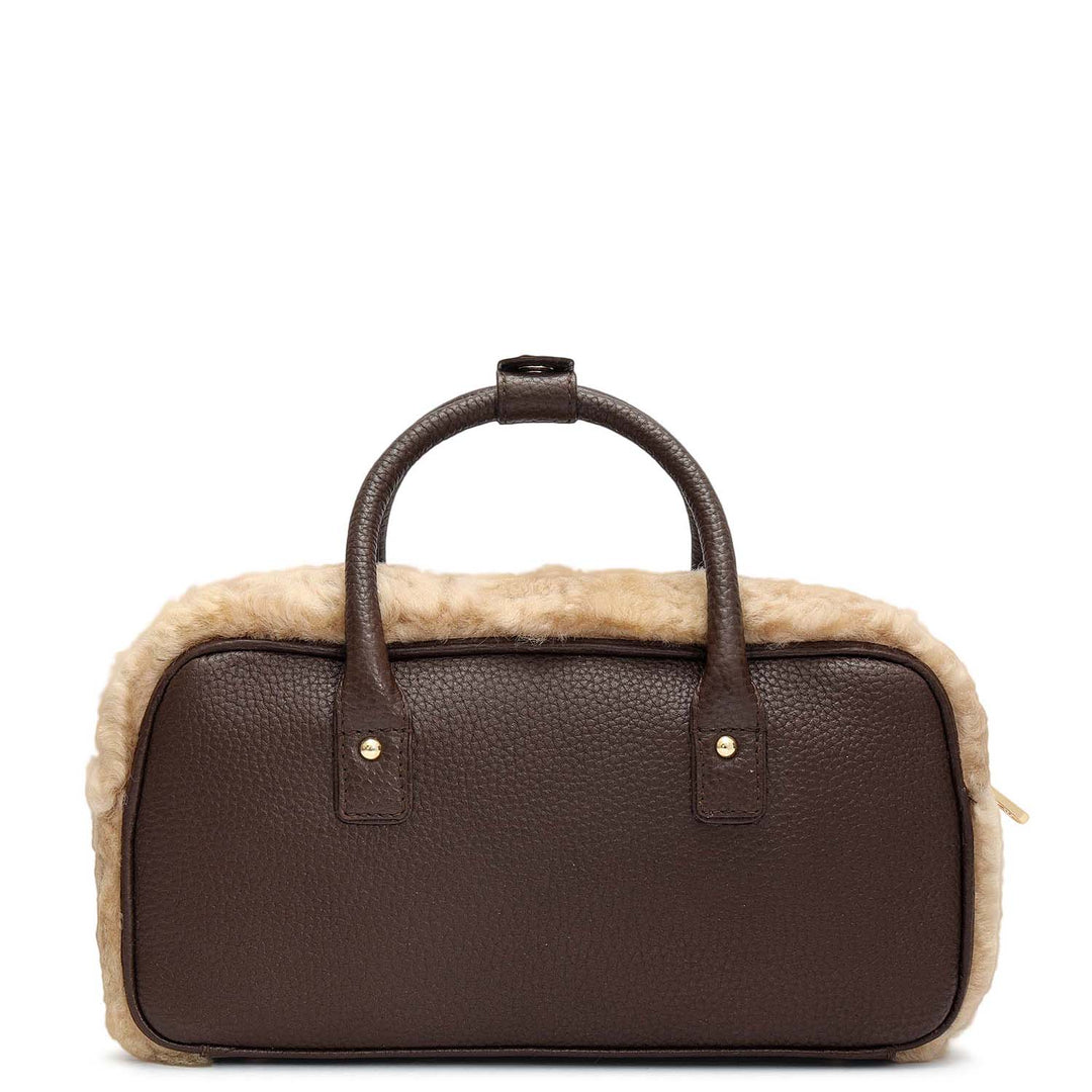 Small Fur Wax Leather Sling - Beige