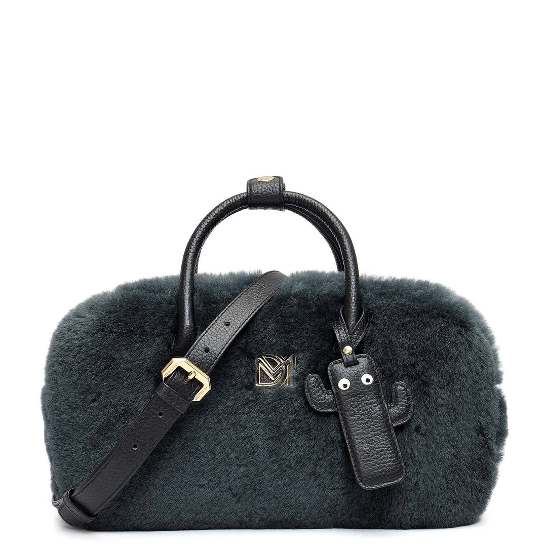 Small Fur Wax Leather Sling - Green