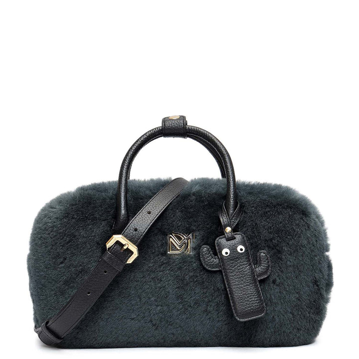 Small Fur Wax Leather Sling - Green