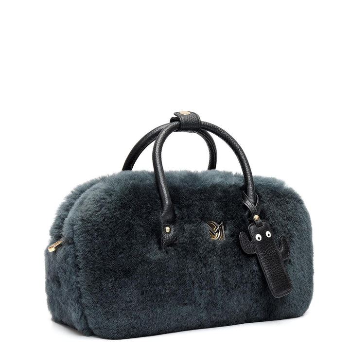 Small Fur Wax Leather Sling - Green