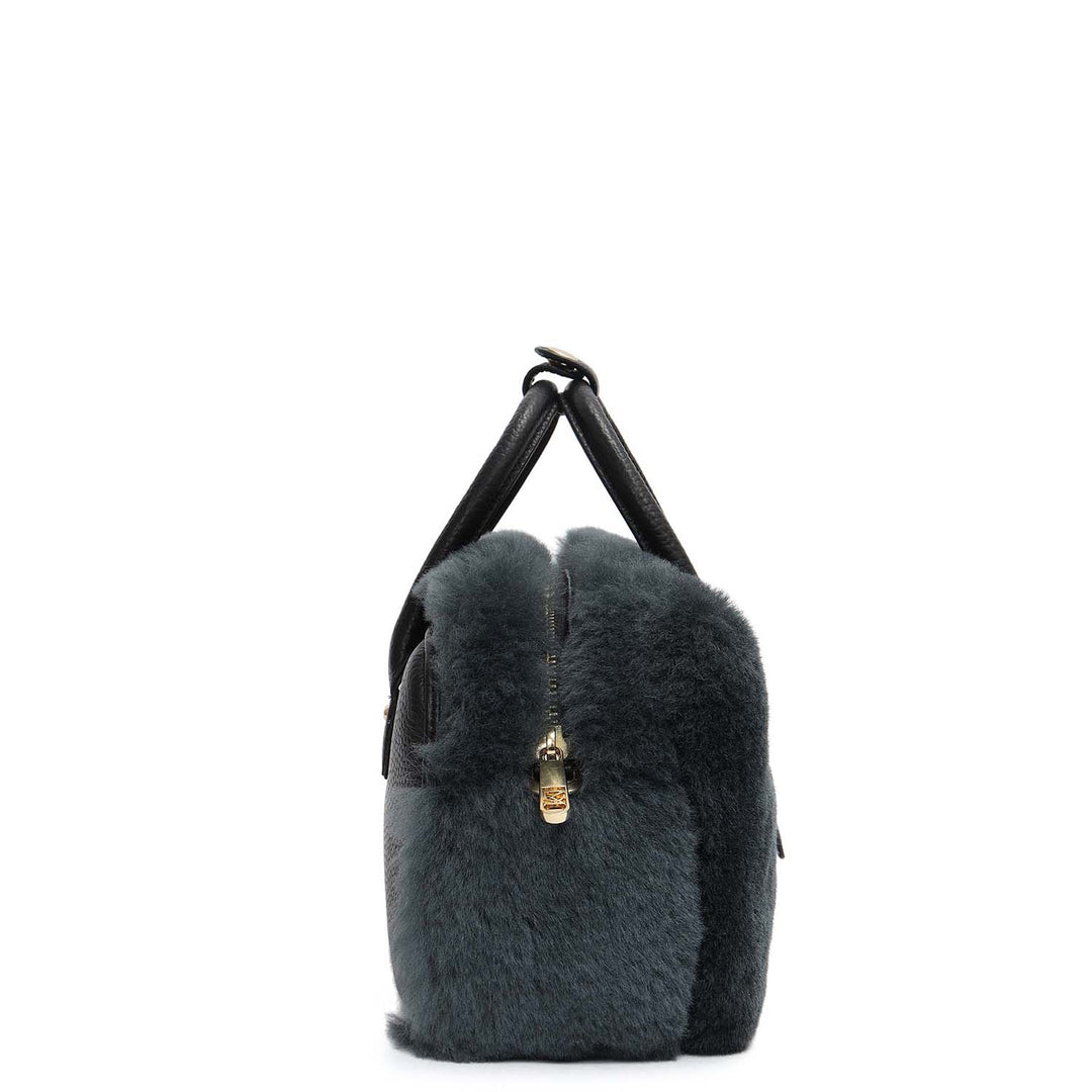 Small Fur Wax Leather Sling - Green