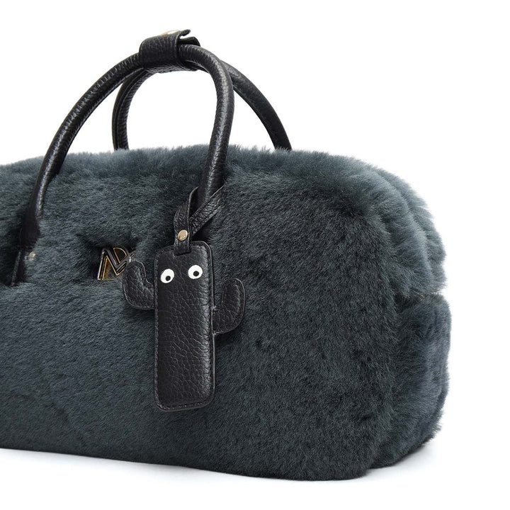 Small Fur Wax Leather Sling - Green