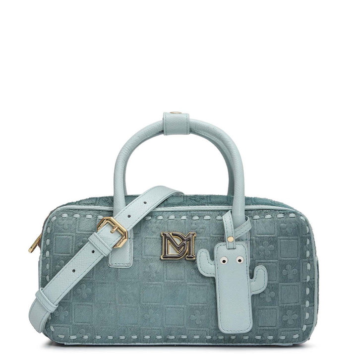 Small Fur Franzy Leather Sling - Ice Blue