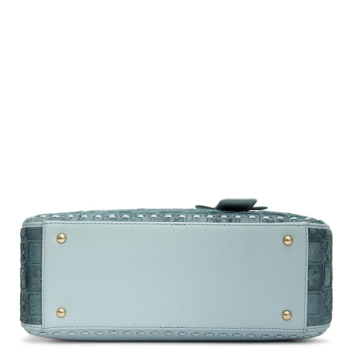 Small Fur Franzy Leather Sling - Ice Blue