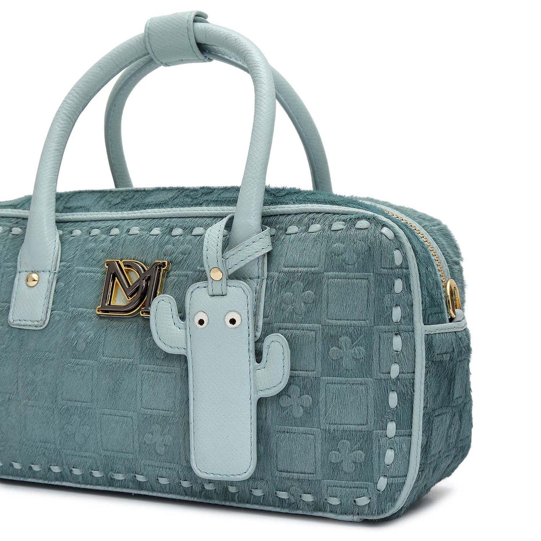 Small Fur Franzy Leather Sling - Ice Blue