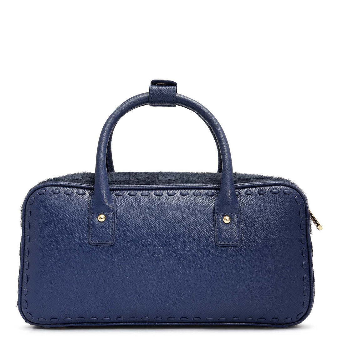 Small Fur Franzy Leather Sling - Ink Blue