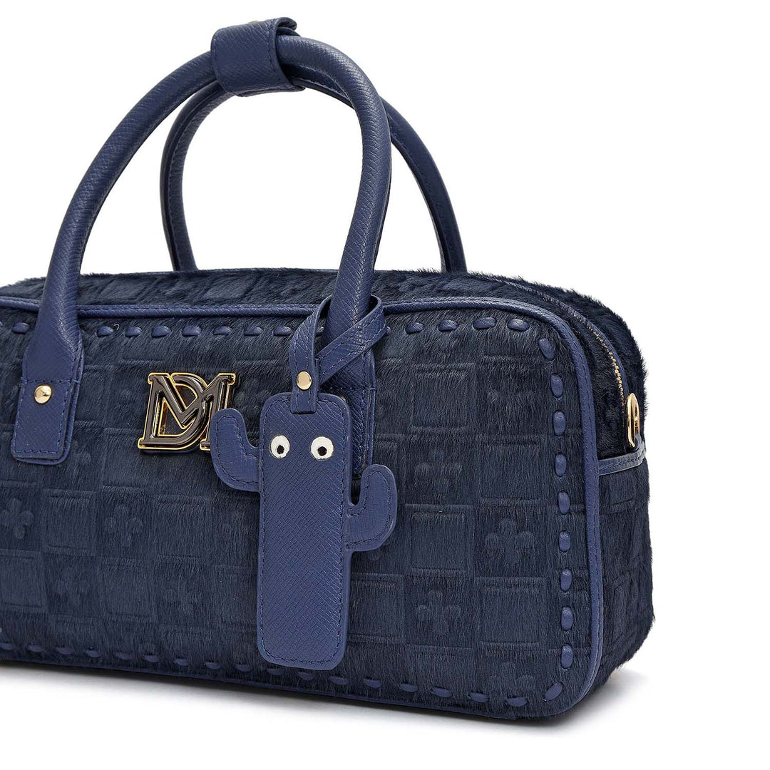 Small Fur Franzy Leather Sling - Ink Blue