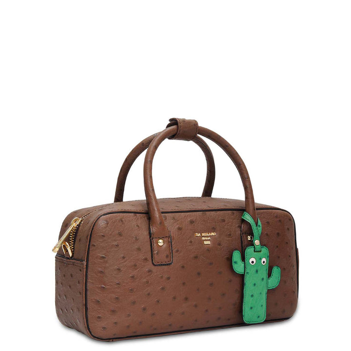 Small Ostrich Leather Satchel - Mocha