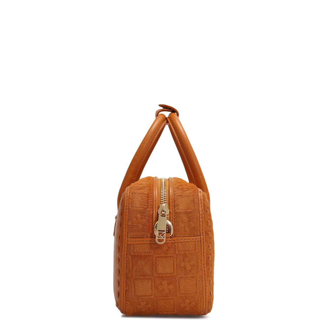 Small Fur Franzy Leather Sling - Orange