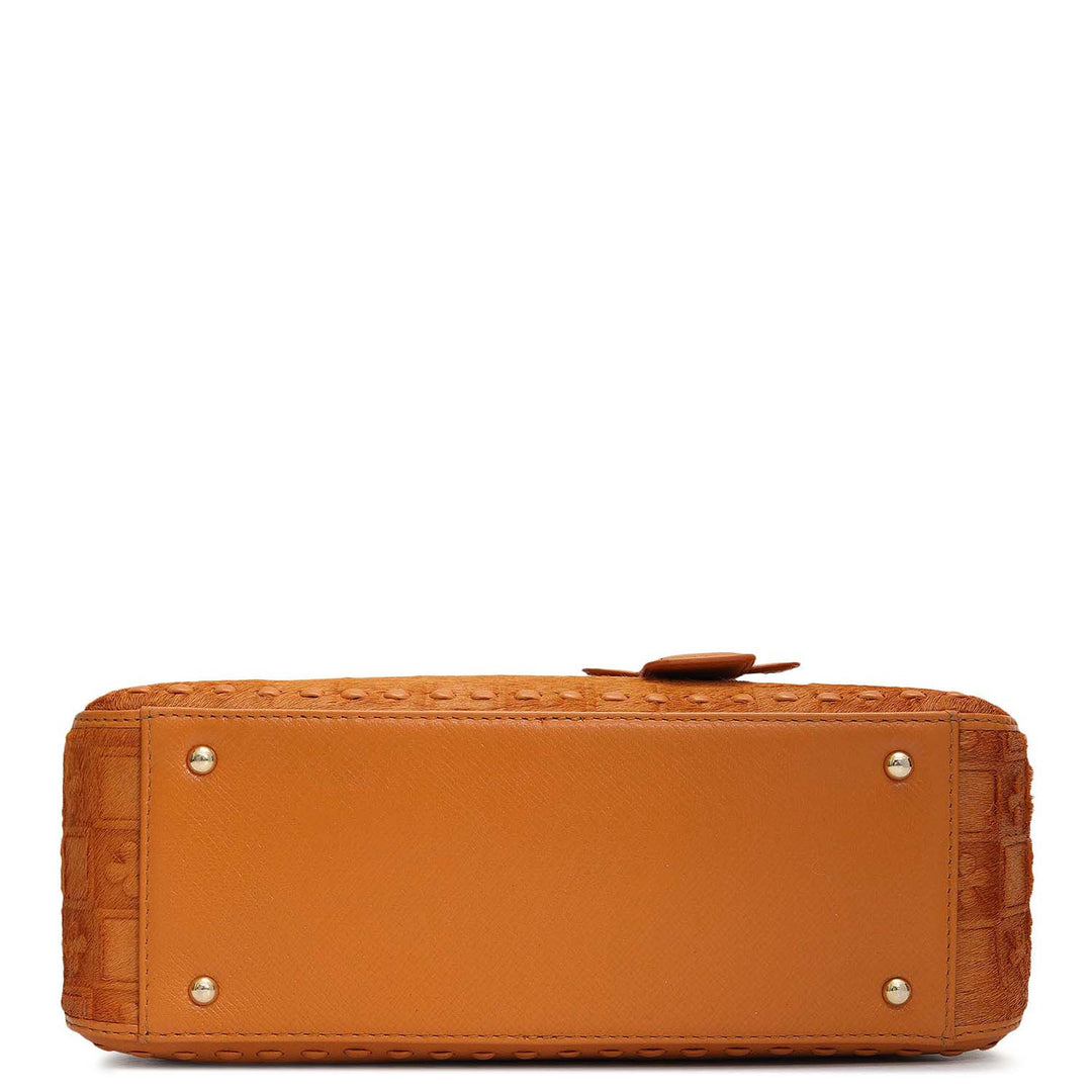 Small Fur Franzy Leather Sling - Orange