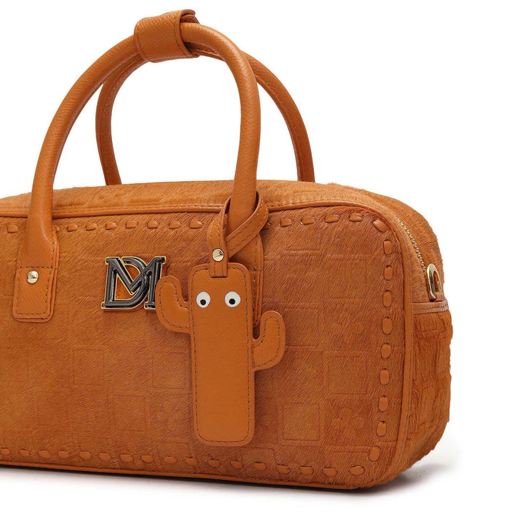 Small Fur Franzy Leather Sling - Orange