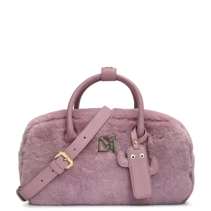 Small Fur Plain Leather Sling - Purple