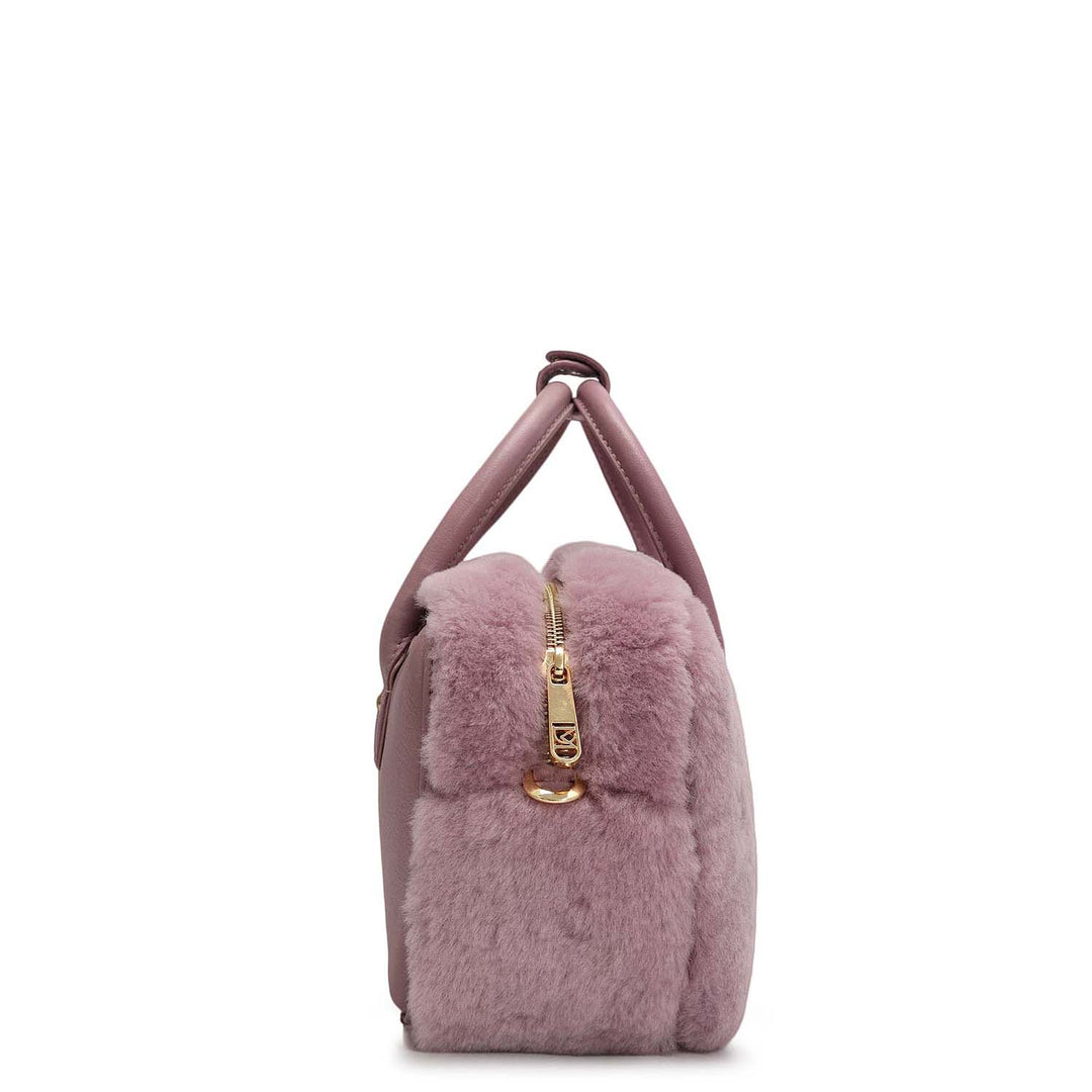 Small Fur Plain Leather Sling - Purple