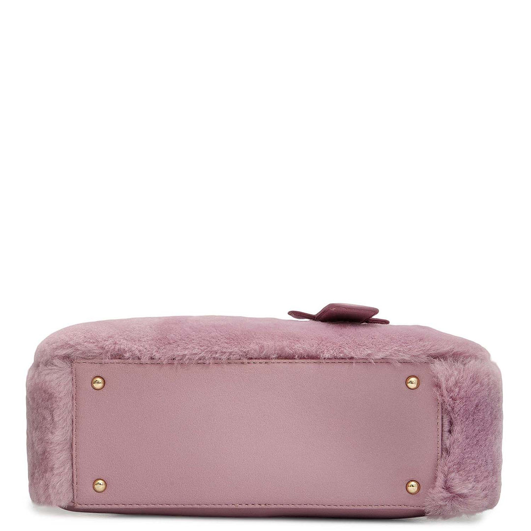 Small Fur Plain Leather Sling - Purple