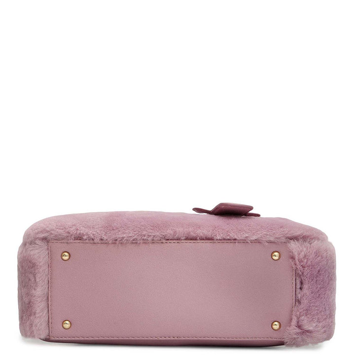 Small Fur Plain Leather Sling - Purple