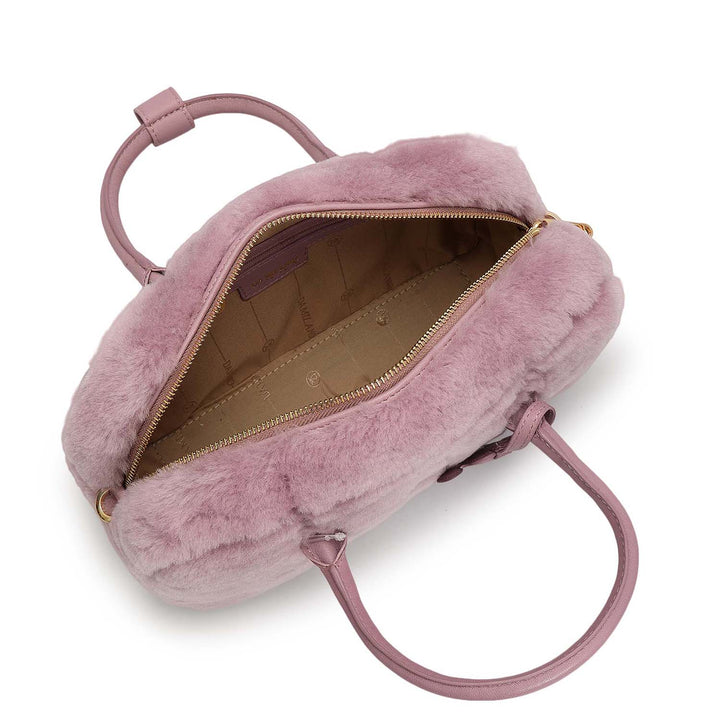 Small Fur Plain Leather Sling - Purple