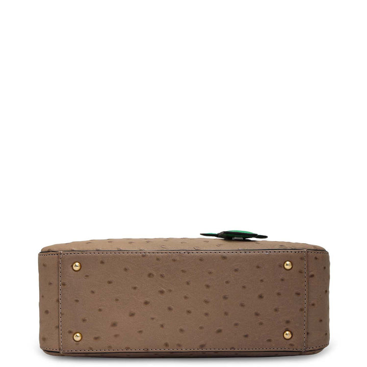 Small Ostrich Leather Satchel - Slate