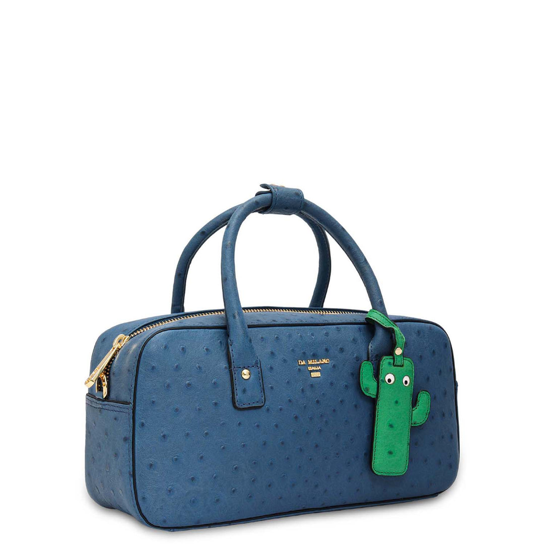 Small Ostrich Leather Satchel - Twilight