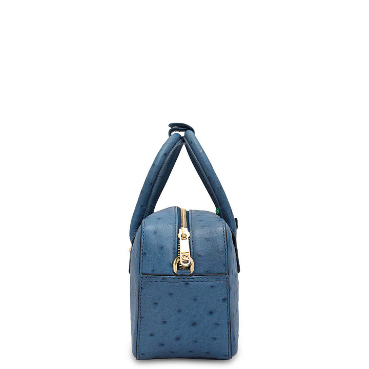 Small Ostrich Leather Satchel - Twilight