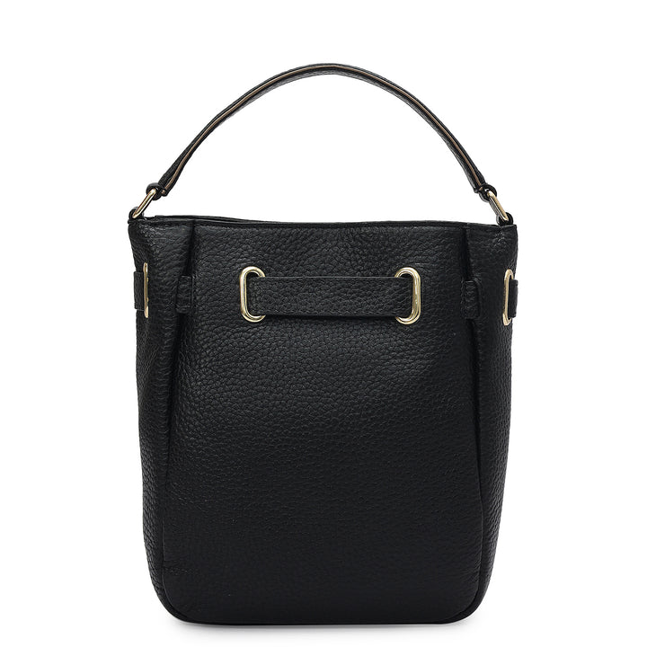 Small Wax Leather Satchel - Black