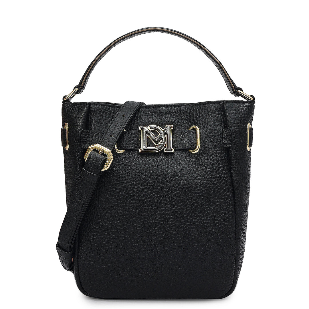 Small Wax Leather Satchel - Black