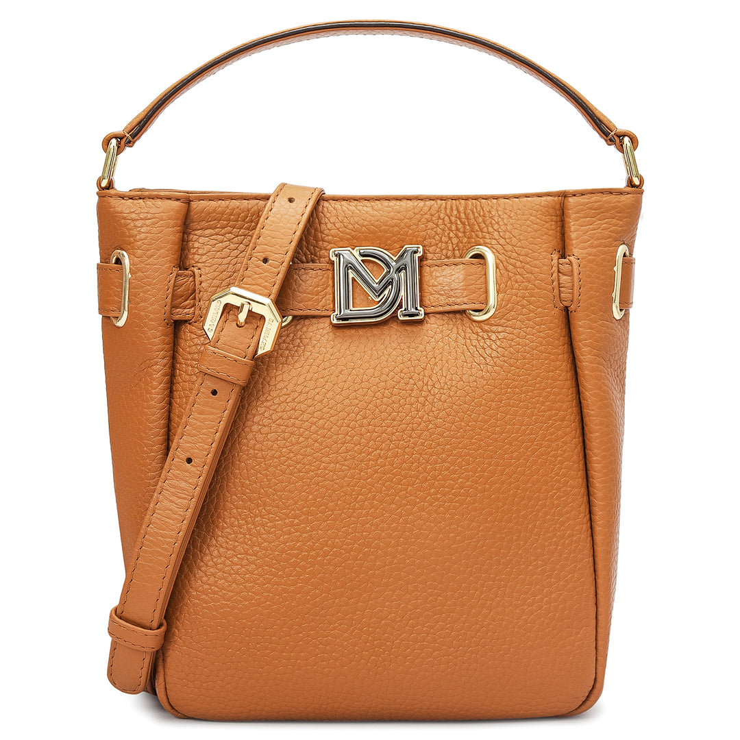 Small Wax Leather Satchel - Caramel