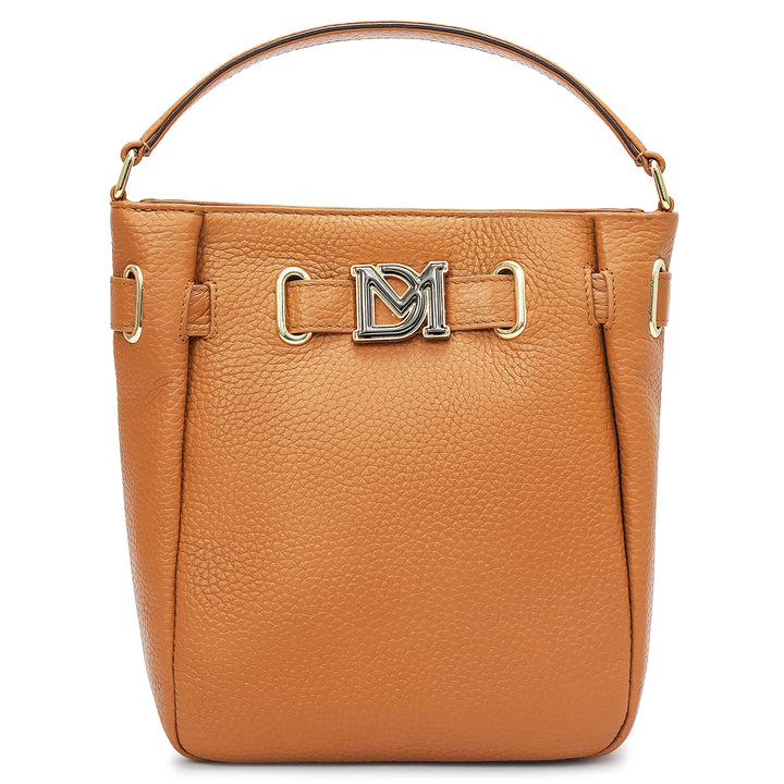 Small Wax Leather Satchel - Caramel