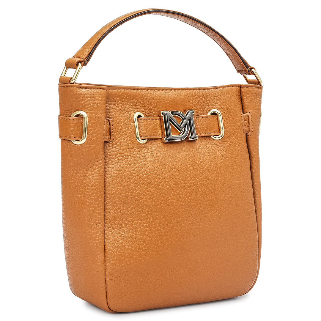 Small Wax Leather Satchel - Caramel