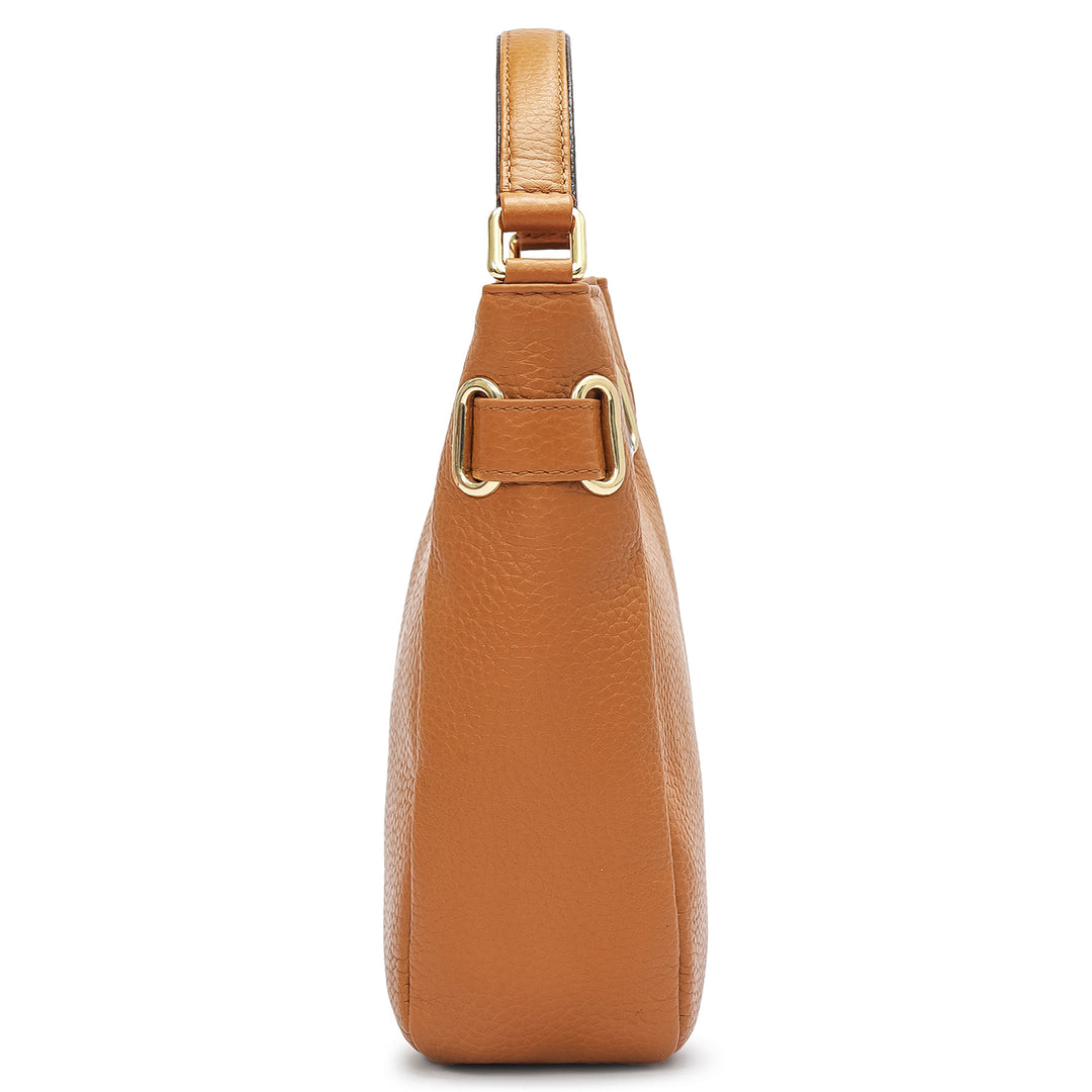 Small Wax Leather Satchel - Caramel