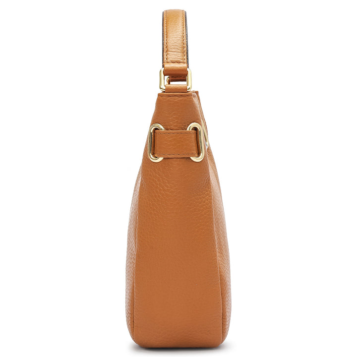 Small Wax Leather Satchel - Caramel