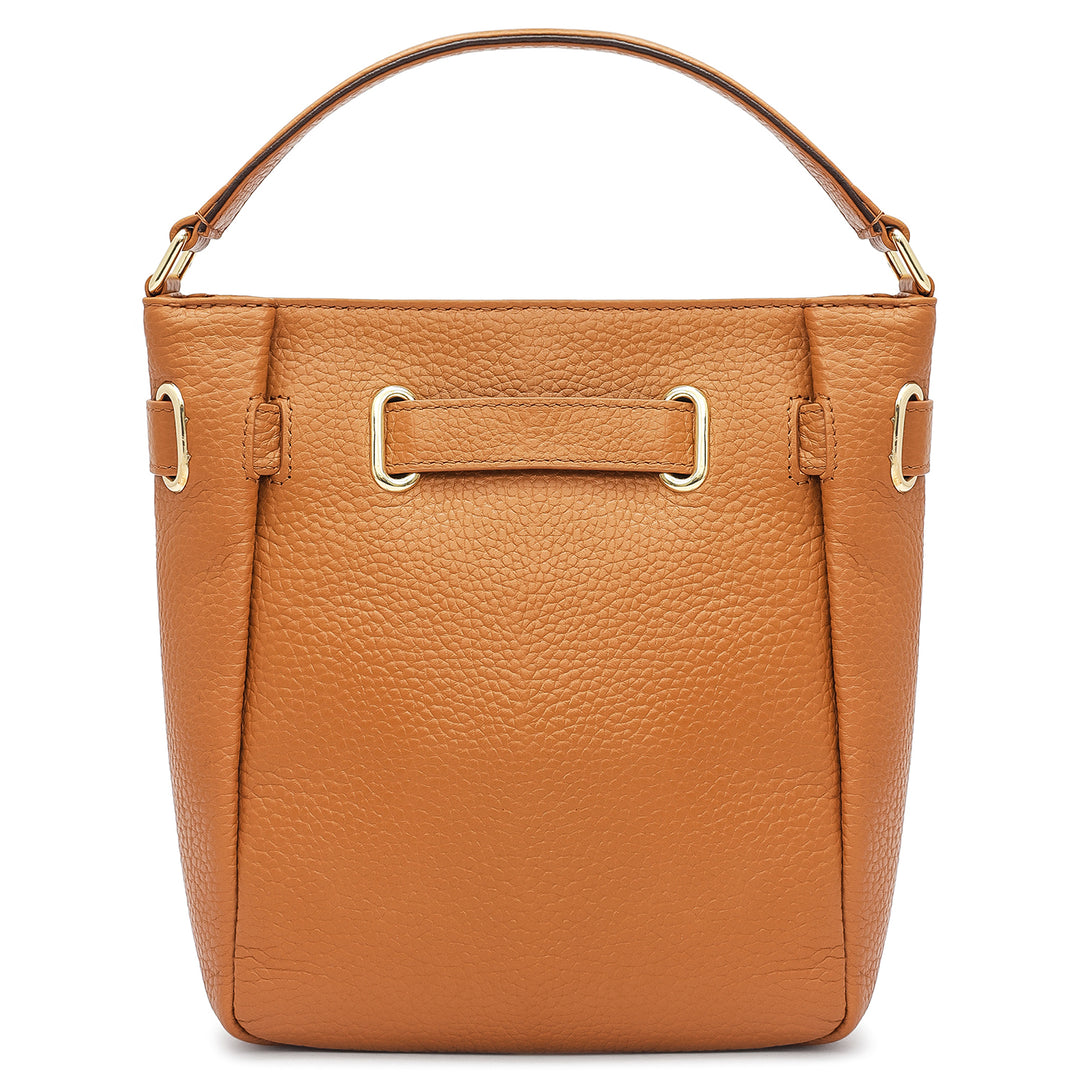 Small Wax Leather Satchel - Caramel