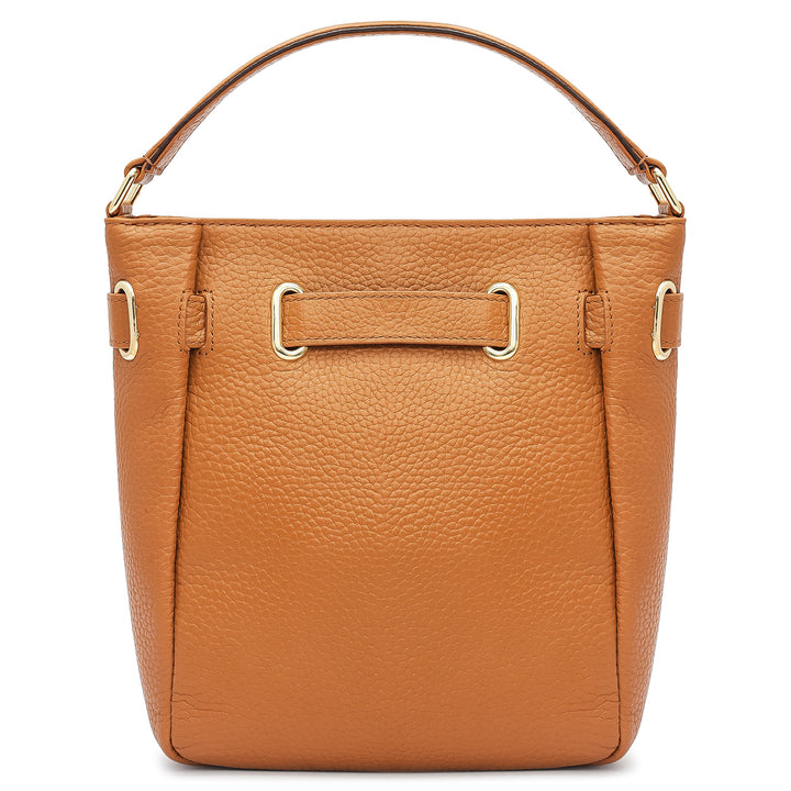 Small Wax Leather Satchel - Caramel
