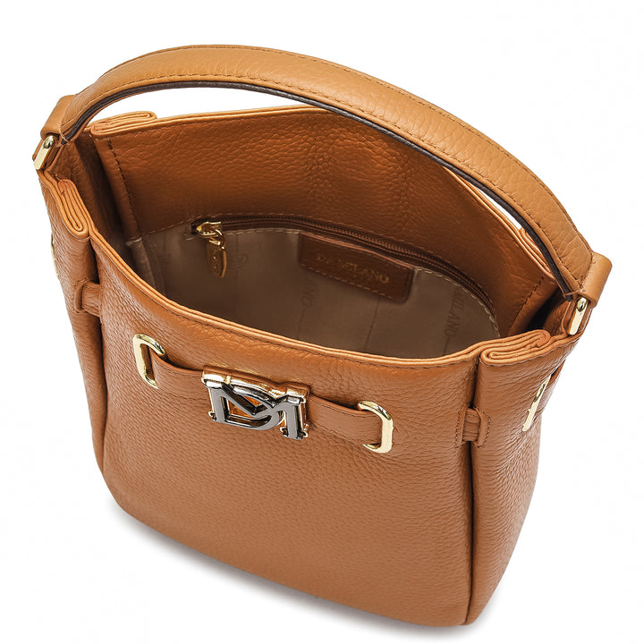Small Wax Leather Satchel - Caramel