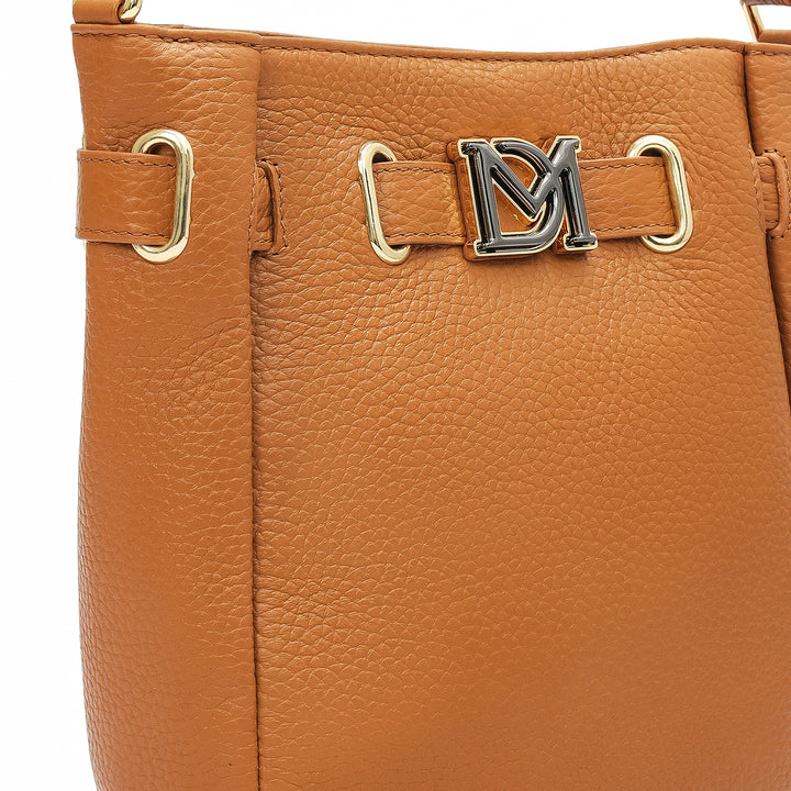 Small Wax Leather Satchel - Caramel