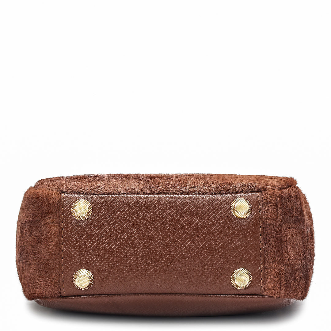 Small Fur Franzy Leather Satchel - Date