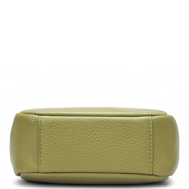 Small Wax Leather Satchel - Fern