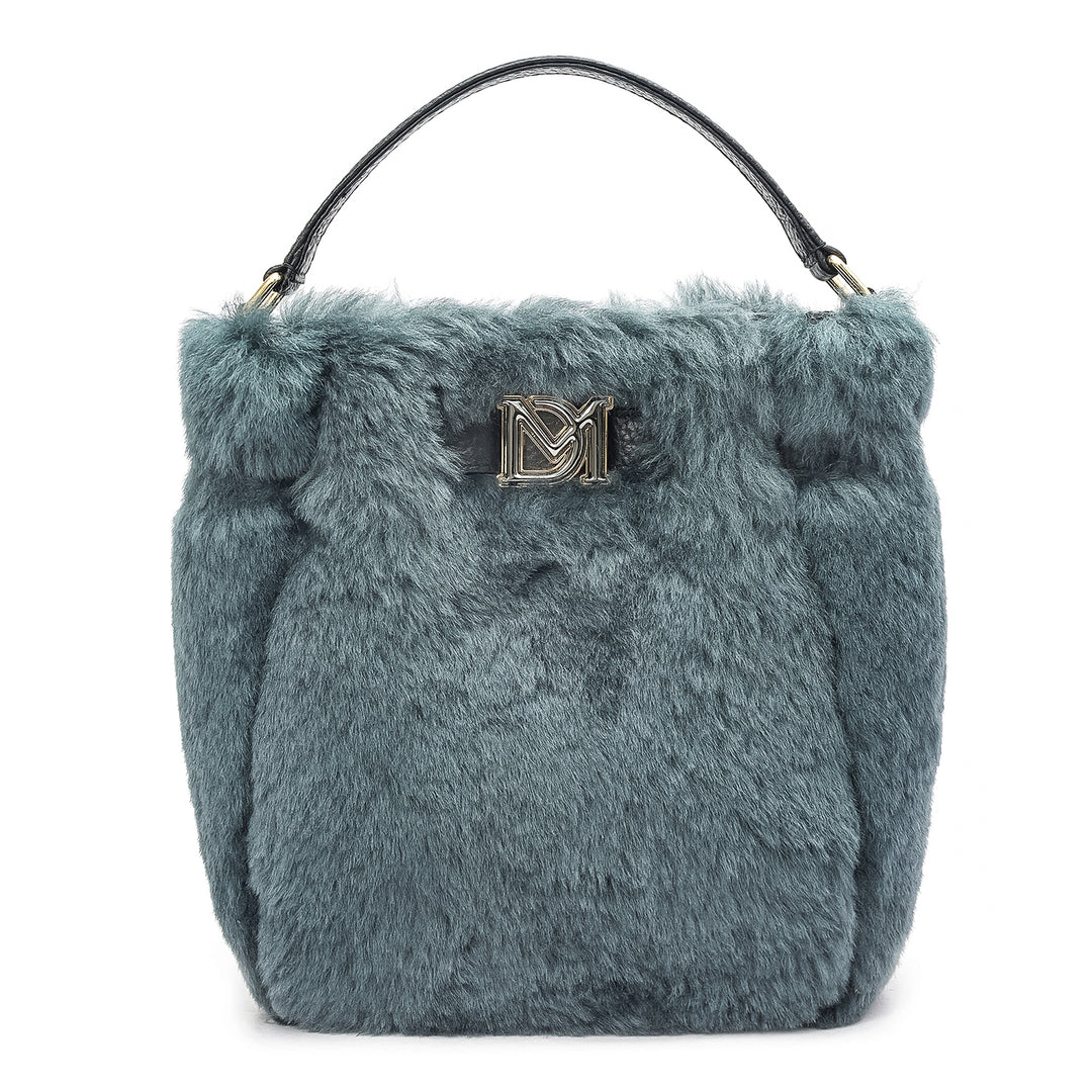 Small Fur Leather Satchel - Green