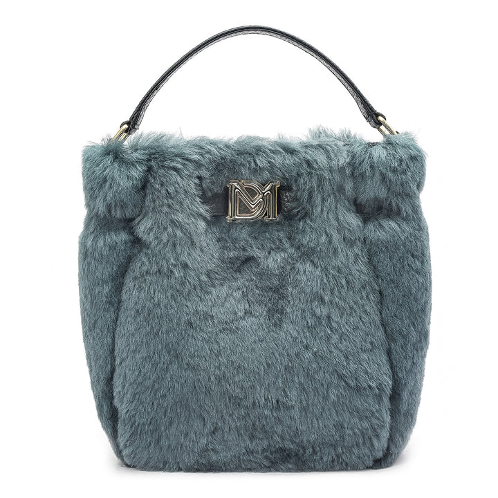 Small Fur Leather Satchel - Green